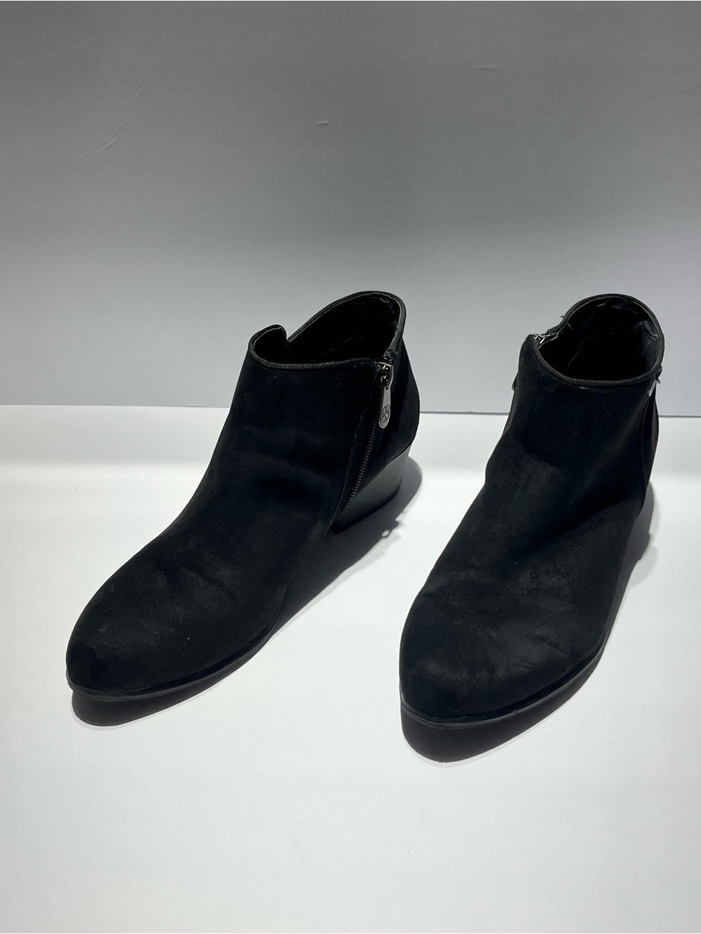 Women’s Black Suede Ankle Boots with Side Zipper